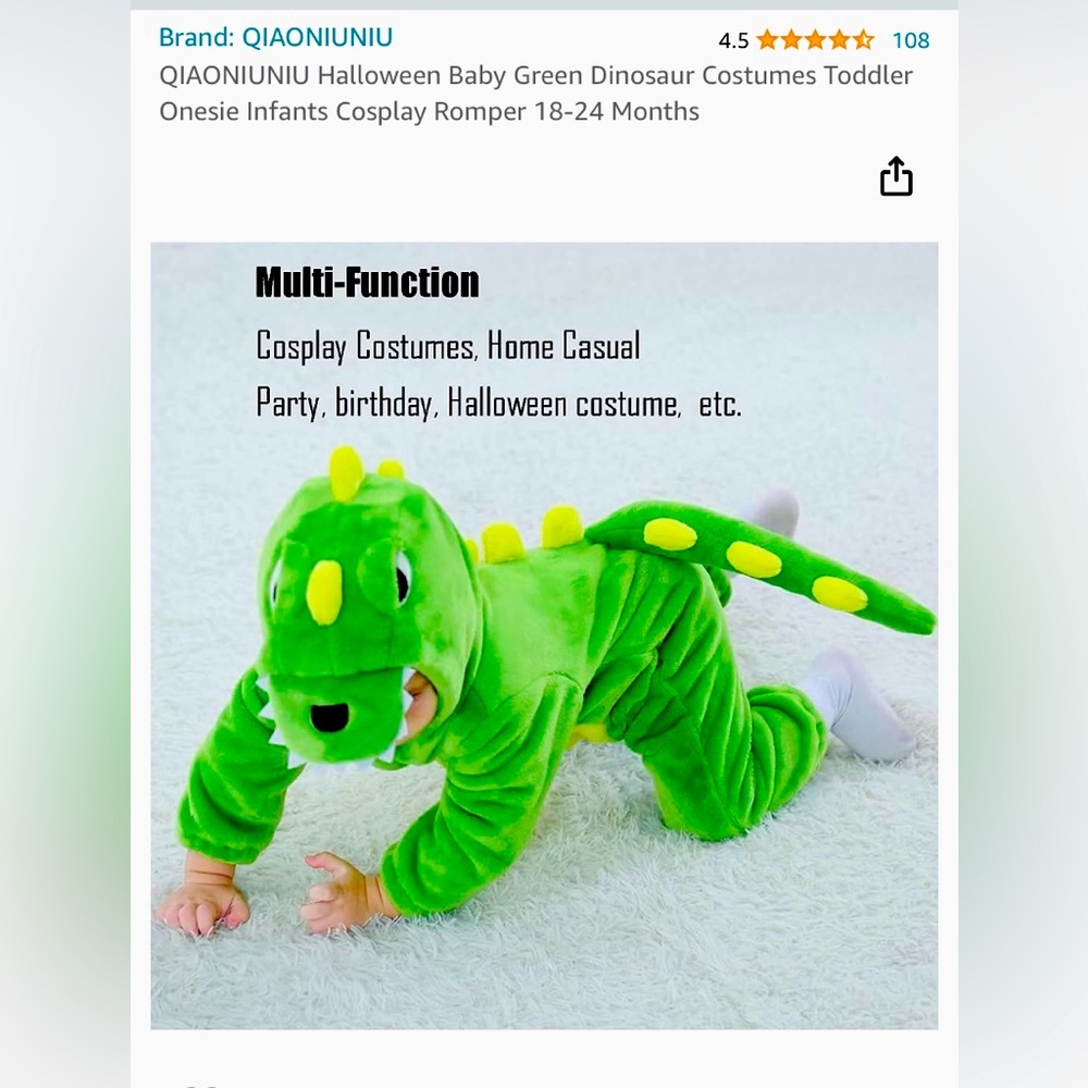 COPY - Toddler Dinosaur Halloween Costume
